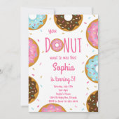 Roze Kleurrijke Sprinkle Donuts Verjaardag Uitnodi Kaart (Voorkant)