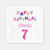Roze Kleurrijke Sterren Meisje Happy Birthday Part Servet (Voorkant)