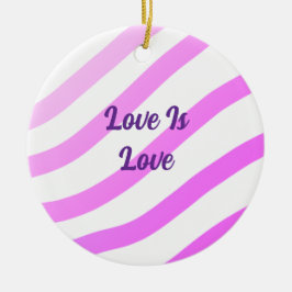 Roze kleurrijke strepen pastel liefde is liefde tr keramisch ornament