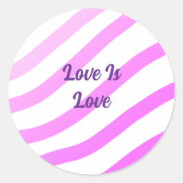 Roze kleurrijke strepen pastel liefde is liefde tr ronde sticker