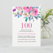 Roze Kleurrijke Tropische Bloem 100ste Verjaardag Kaart (Staand voorkant)