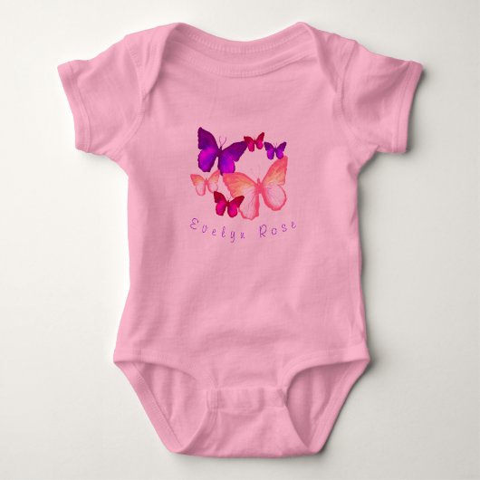 Roze Kleurrijke Vlinders Baby Bodysuit (Voorkant)