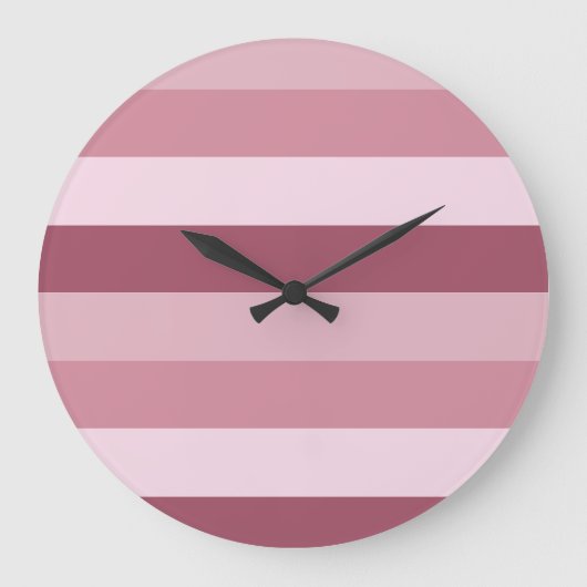 Roze Kleurtinten Strepen Ontwerp Grote Klok (Voorkant)