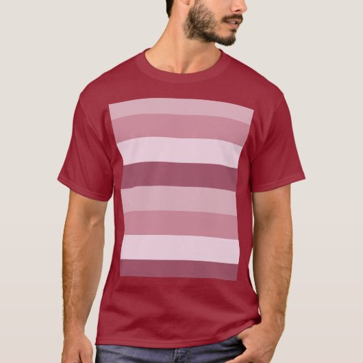 Roze Kleurtinten Strepen Ontwerp T-shirt (Voorkant)