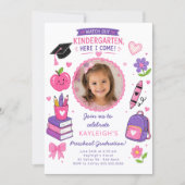 Roze kleuterschool diploma uitnodiging (Voorkant)