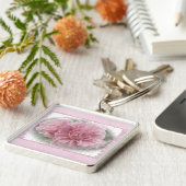 Roze klimmende Roos bloesems Sleutelhanger (Zijkant)