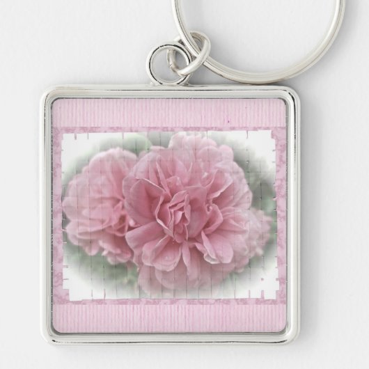 Roze klimmende Roos bloesems Sleutelhanger (Voorkant)