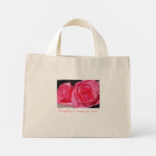 Roze klimmende Rozen Mini Tote Bag (Achterkant)