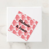 Roze klinkklare harten en namen voor merken bedankjes labels (In situ)