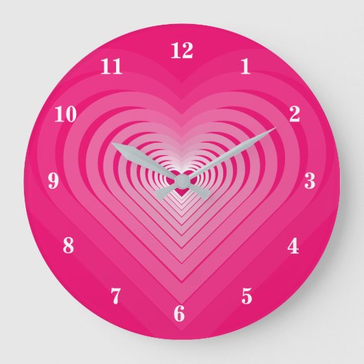 Roze klok met harten - Kies kleuren (Voorkant)