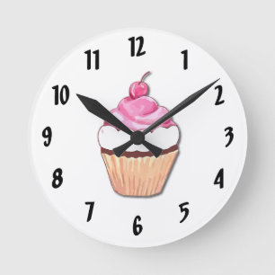 Roze klokkast voor cupcake ronde klok