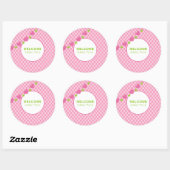  roze klokkenbord WelkomstBaby Ronde Sticker (Vel)