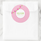  roze klokkenbord WelkomstBaby Ronde Sticker (Tas)