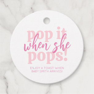 Roze knalfolie wanneer ze barst Cadeau voor babysh Bedankjes Labels