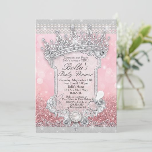 Roze knijpende babyschoeisel kaart (Staand voorkant)