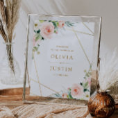 roze knipje geometrisch bruiloft poster