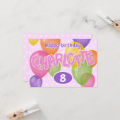 roze knipletters koekjes Charlotte verjaardag Kaart (Voorkant / Achterkant in situ)