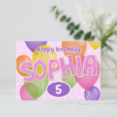 roze knipletters koekjes Sophia verjaardag Kaart (Staand voorkant)