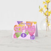 roze knipletters koekjes Sophia verjaardag Kaart (Gele Bloem)