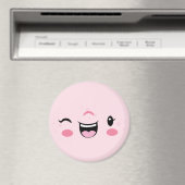 Roze Knippend Kawaii Gezichtsmagneet Magneet (Insitu (Vaatwasser))