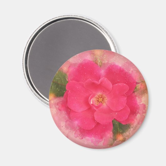 Roze Knockout Roos Waterverf Magneet (Voorkant / Achterkant)