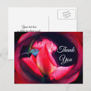 Roze Knop Abstracte Bloemige Bedankkaart Briefkaart
