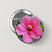 Roze knop Hibiscus Ronde Button 5,7 Cm (Voorkant /achterkant)