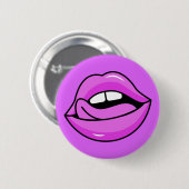 Roze knop Lips Ronde Button 5,7 Cm (Voorkant /achterkant)