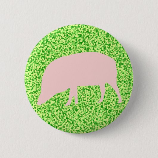 Roze Knop Met Varken Ronde Button 5,7 Cm (Voorkant)