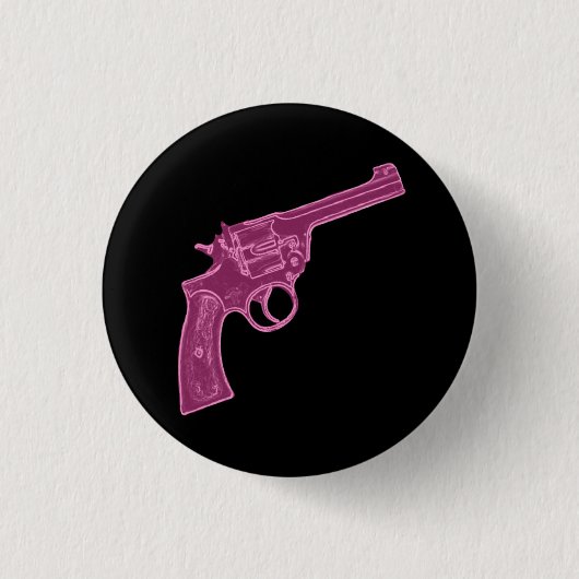 Roze knop Pistol Ronde Button 3,2 Cm (Voorkant)