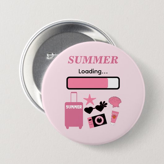 Roze knop voor zomerlading ronde button 7,6 cm (Voorkant /achterkant)