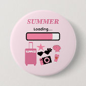 Roze knop voor zomerlading ronde button 7,6 cm (Voorkant)