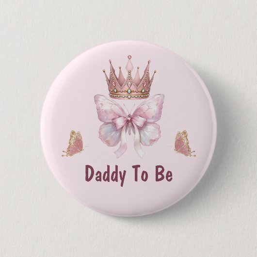 Roze Knopje Klein Prinsesje Vader Wordt Button (Voorkant)