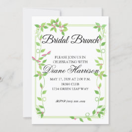 Roze knoppen op Green Ivy Wedding Shower Invitatio Kaart