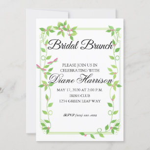 Roze knoppen op Green Ivy Wedding Shower Invitatio Kaart