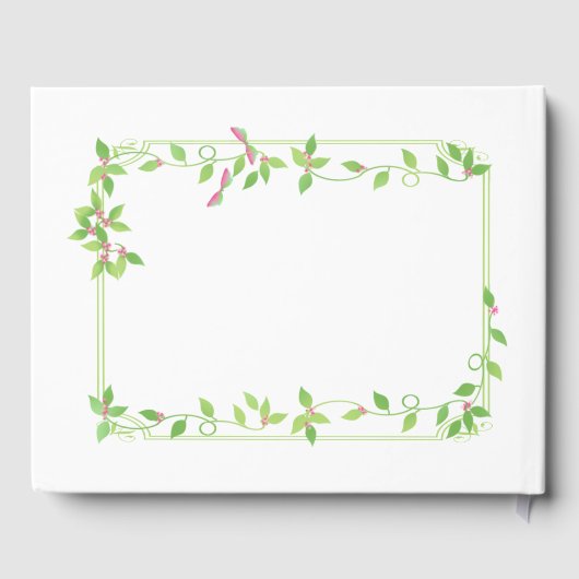 Roze knoppen op groen Ivy Weddenschap Gastenboek (Achterkant)