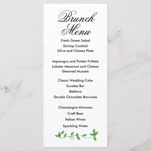 Roze knoppen op groen Ivy Weddenschap Menu (Voorkant)