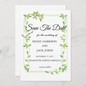 Roze knoppen op groene ijzige bruiloft sparen de d kaart (Voorkant / Achterkant)