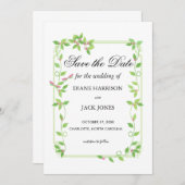 Roze knoppen op groene ijzige bruiloft sparen de d kaart (Voorkant / Achterkant)