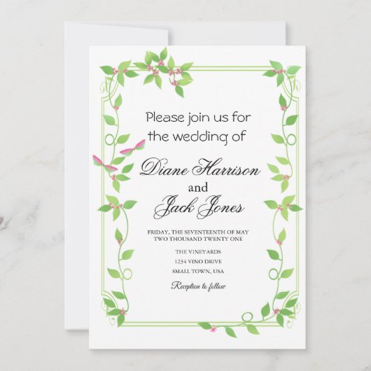 Roze knoppen op groene klimop kaart (Voorkant)