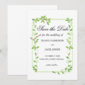 Roze knoppen op groene klimop trouw save the date kaart (Voorkant / Achterkant)