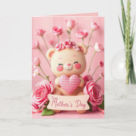 Roze & Knuffel Moederdag Teddybeer Vakantiekaart Feestdagen Kaart