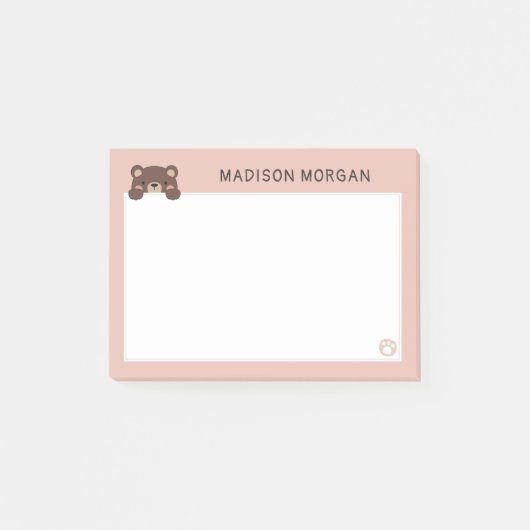 Roze Knuffelbeer & Pootjes Doe-het-zelf naam Post- Post-it® Notes (Voorkant)