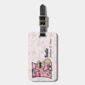 Roze Koala Beer in Fuax Camouflage voor meisjes Bagagelabel (Voorkant verticaal)