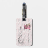 Roze Koala Beer in Fuax Camouflage voor meisjes Bagagelabel (Achterkant verticaal)