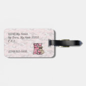 Roze Koala Beer in Fuax Camouflage voor meisjes Bagagelabel (Achterkant horizontaal)