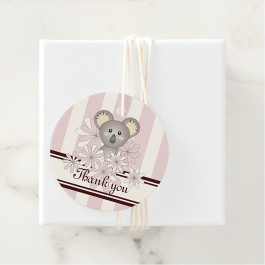 Roze Koala Meisje Baby shower / Verjaardag Dank u Bedankjes Labels (In situ)