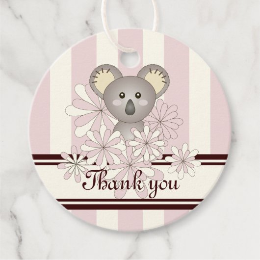 Roze Koala Meisje Baby shower / Verjaardag Dank u Bedankjes Labels (Voorkant)