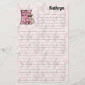 Roze Koala Mongram Letter K Lined Briefpapier (Voorkant)