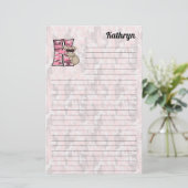 Roze Koala Mongram Letter K Lined Briefpapier (Staand voorkant)